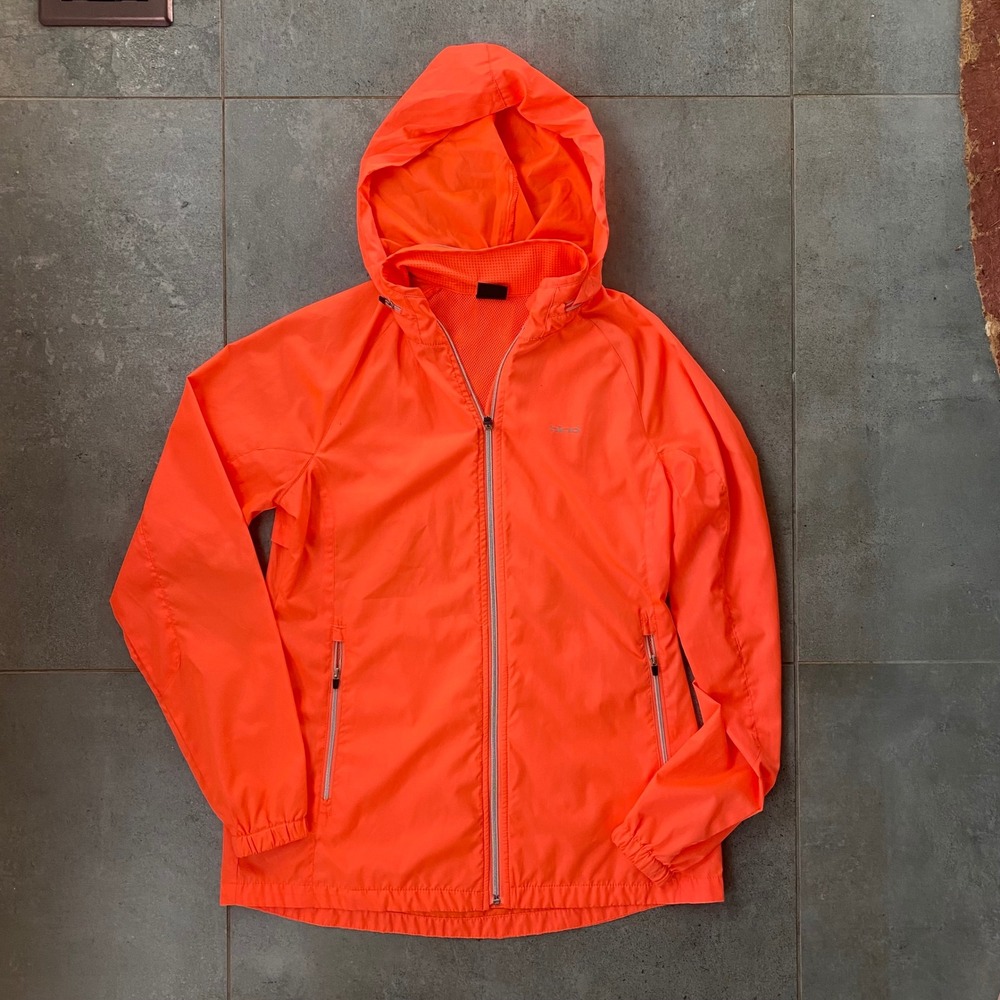 Hind Windbreaker Jacket Womens Medium Orange Excellent Hooded Mesh Lined Zip Up‎